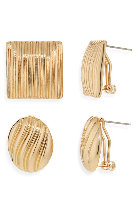 Set of 2 Textured Stud Earrings