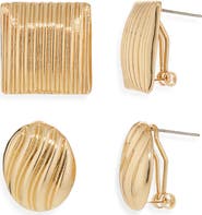 Tasha Set of 2 Textured Stud Earrings