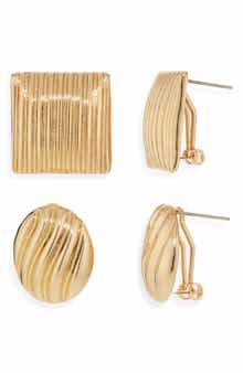 Tasha Set of 2 Textured Stud Earrings