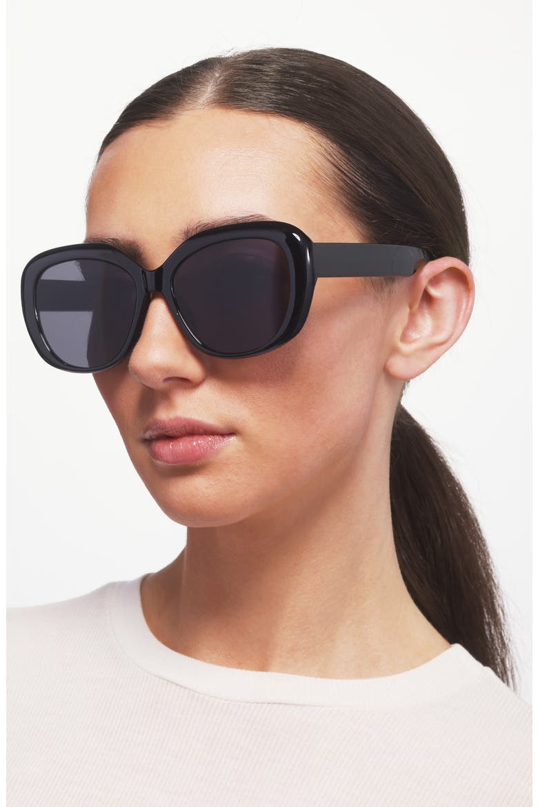 Oversize Round Sunglasses, Alternate, color, BLACK