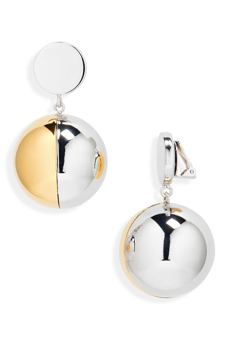 Two-Tone Ball Clip-On Earrings, Main, color, GOLD / TRANSPARENT