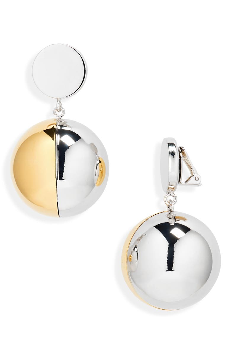 Rabanne Two-Tone Ball Clip-On Earrings, Main, color, Gold / Transparent