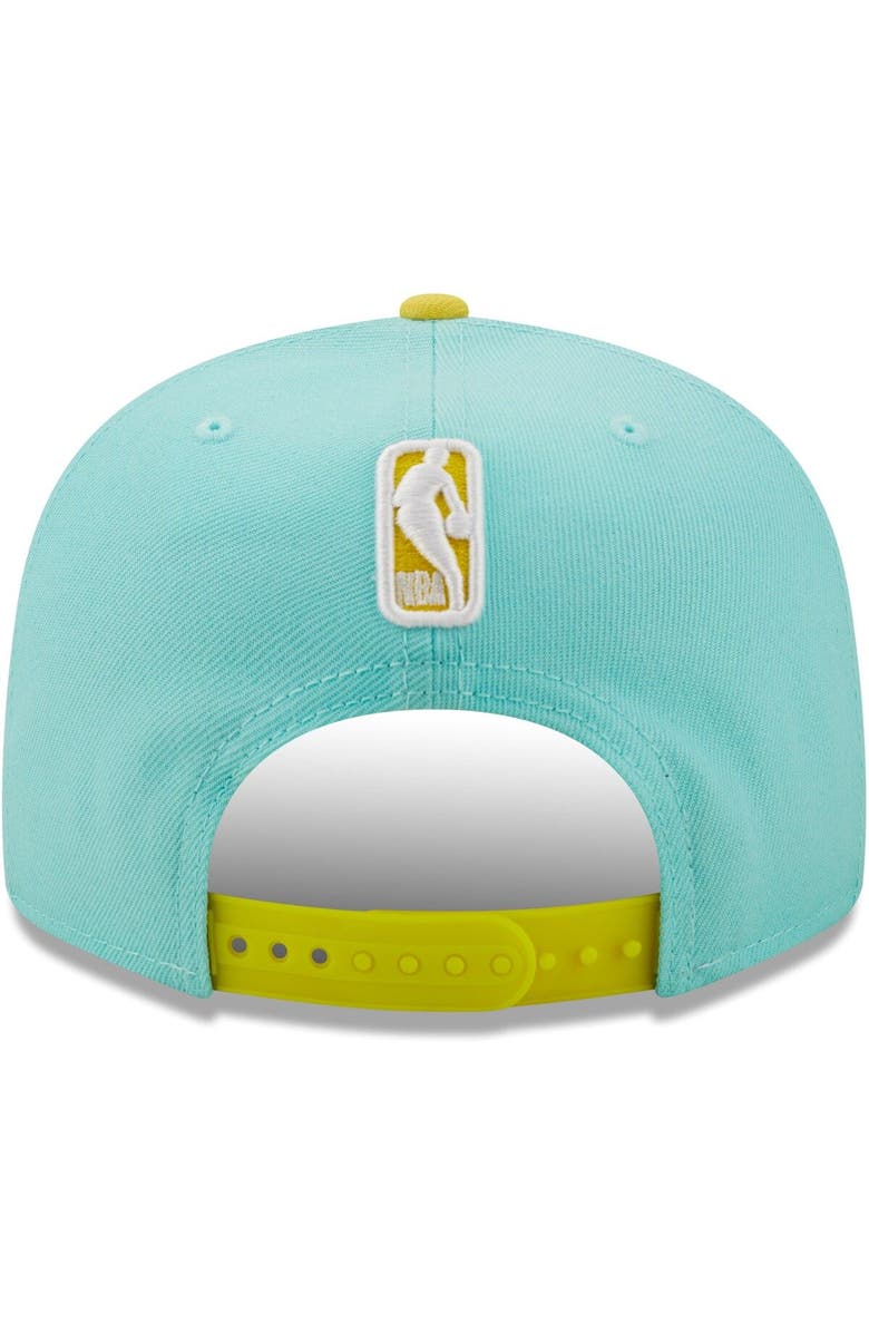 New Era Men's New Era Turquoise/Yellow New York Knicks Color Pack 9FIFTY Snapback Hat, Alternate, color, 