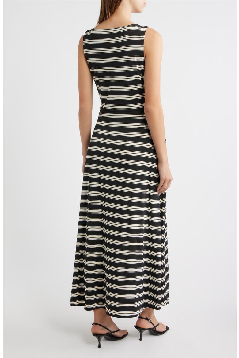 Jayne Rope Stripe Sleeveless Faux Wrap Midi Dress, Alternate, color, BLACK/ WHITE ROPE STRIPE