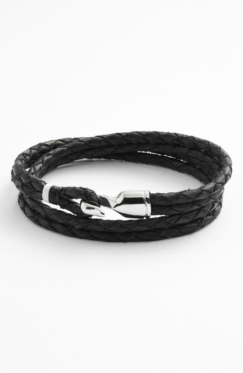 Miansai 'Trice' Braided Leather Wrap Bracelet, Main, color, 