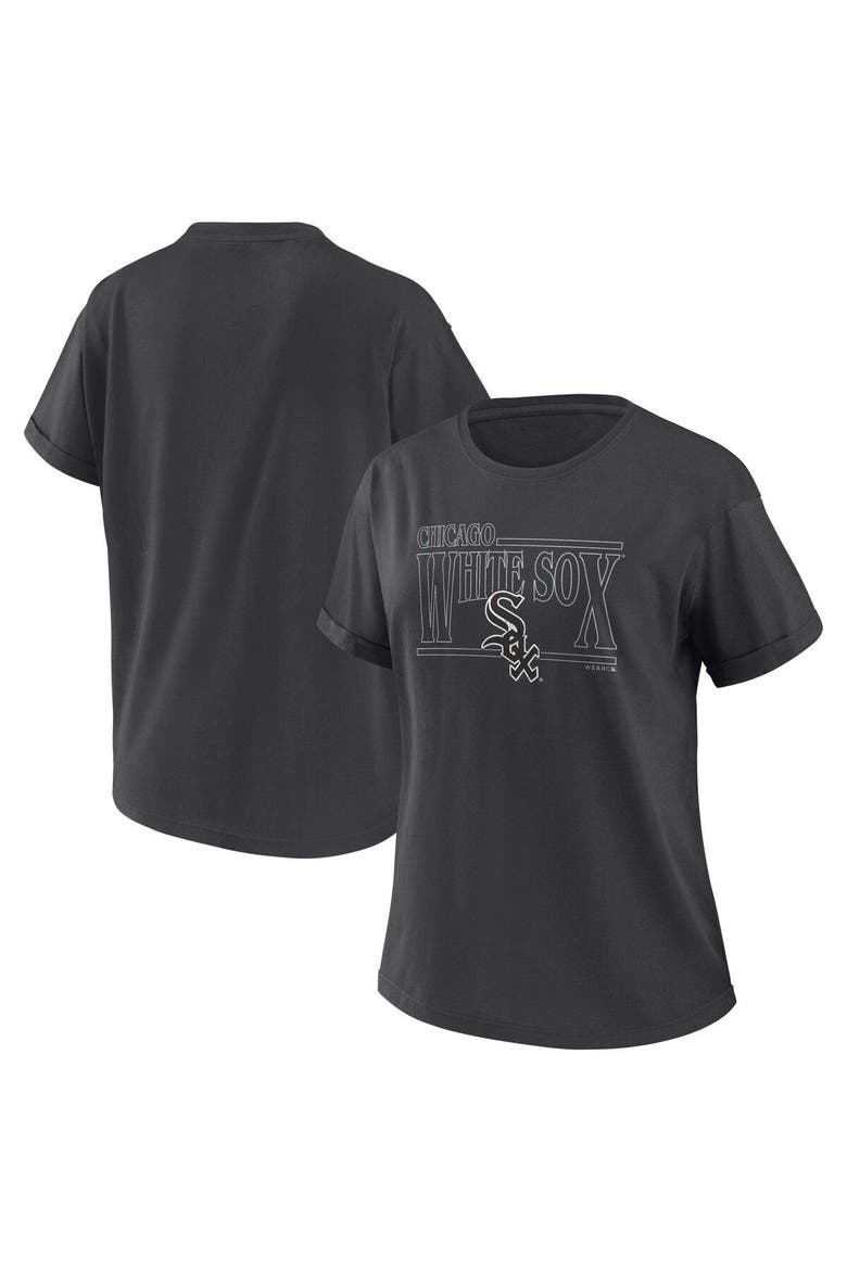 Women's WEAR by Erin Andrews  Charcoal Chicago White Sox Oversized Boyfriend T-Shirt, Main, color, Charcoal