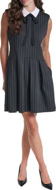 KARL LAGERFELD PARIS Pinstripe Drop Waist Dress