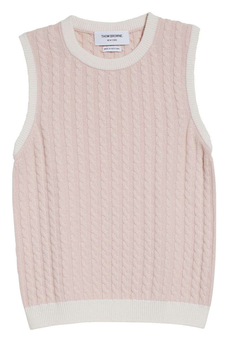 Baby Cable Stitch Cashmere Sweater Shell, Alternate, color, LIGHT PINK