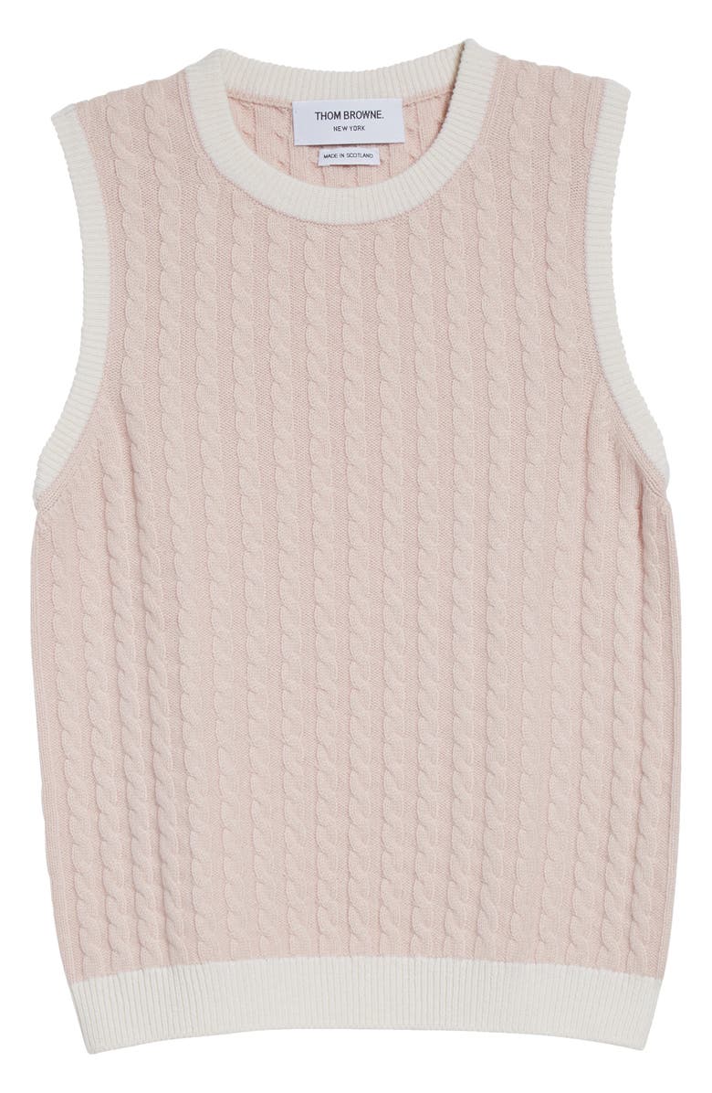 Thom Browne Baby Cable Stitch Cashmere Sweater Shell, Main, color, Light Pink