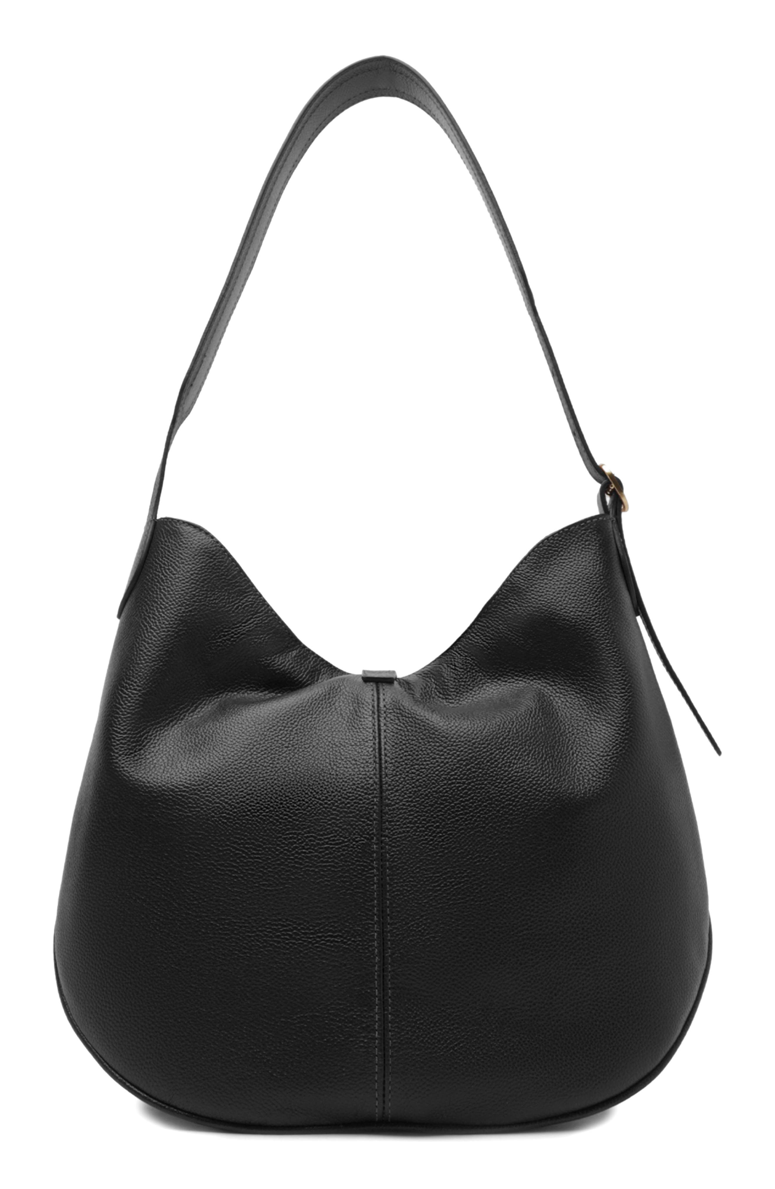 Large Sabrina Leather Hobo Bag, Alternate, color, BLACK