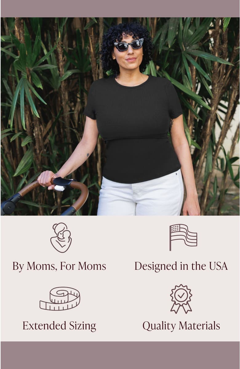 Kindred Bravely Ribbed Crew Neck Nursing T-shirt, Alternate, color, Black