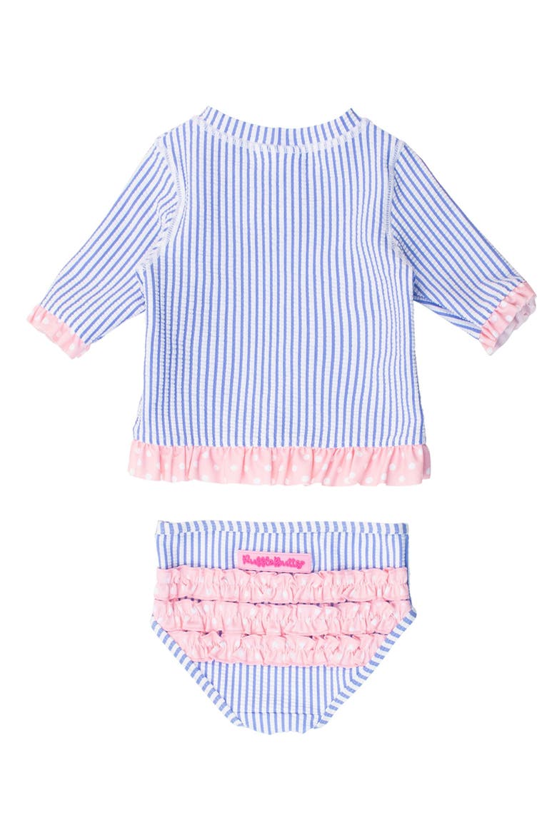 Baby/Toddler Girls UPF50+ Seersucker Short Sleeve Ruffle Rash Guard Bikini, Alternate, color, Periwinkle Blue Seersucker