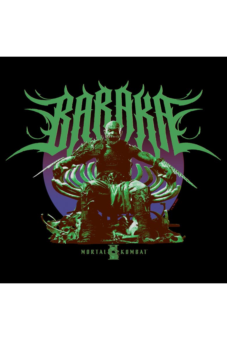Men's Mortal Kombat II Baraka in Action Pose  Graphic T-Shirt, Alternate, color, Black: Baraka Green