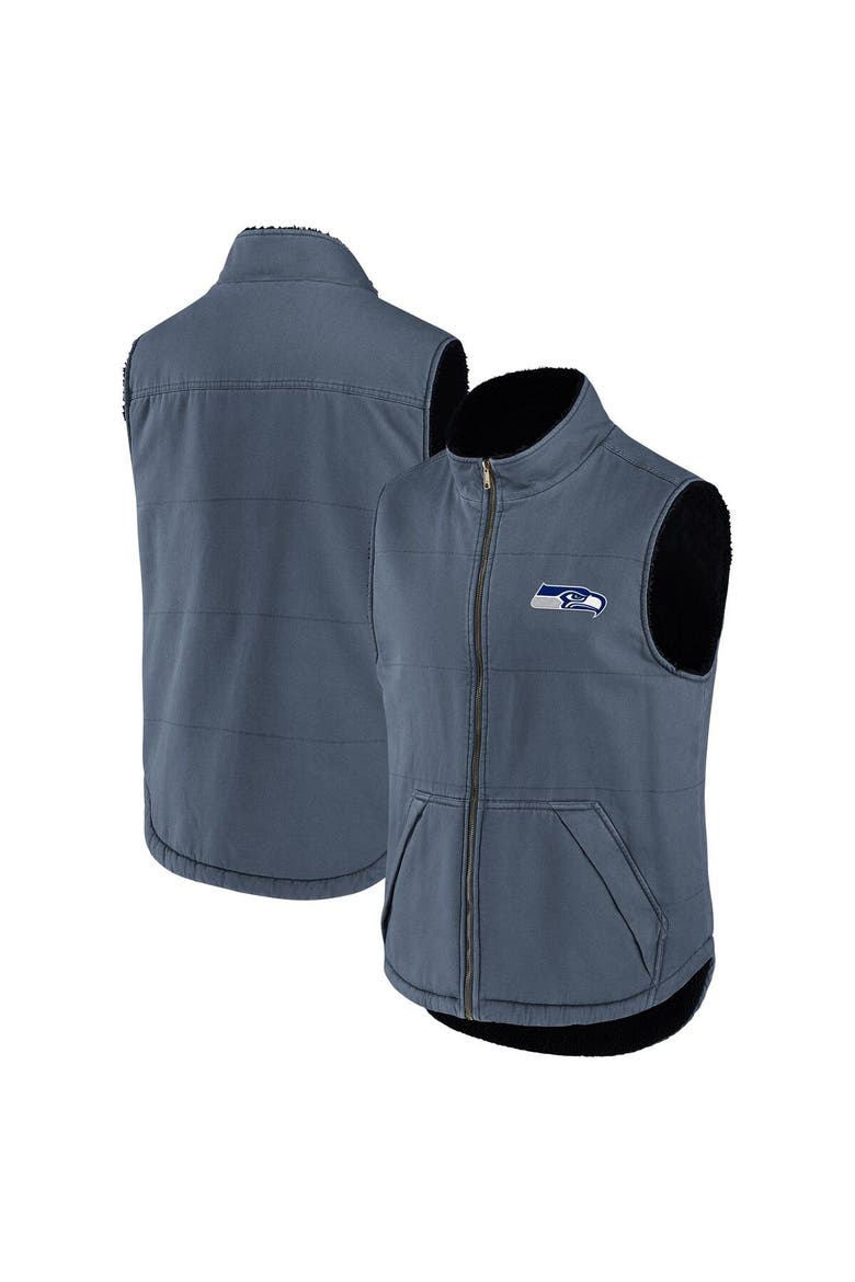 Men's NFL x Darius Rucker Collection by Fanatics College Navy Seattle Seahawks Sherpa-Lined Full-Zip Vest, Main, color, Navy