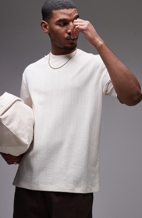 Topman Oversized Fit Textured Stripe T-shirt In White