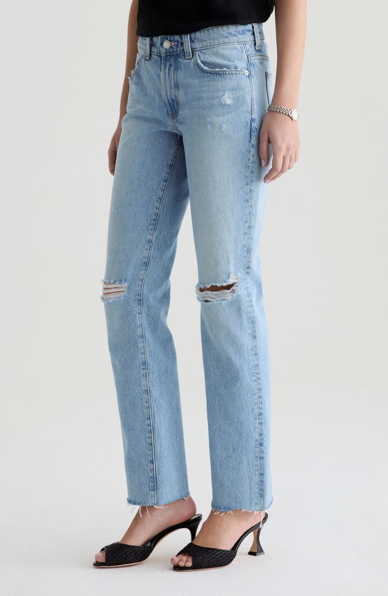 AG Sandra Ripped Low Rise Slim Straight Leg Jeans, Alternate, color, Soft Focus Destructed