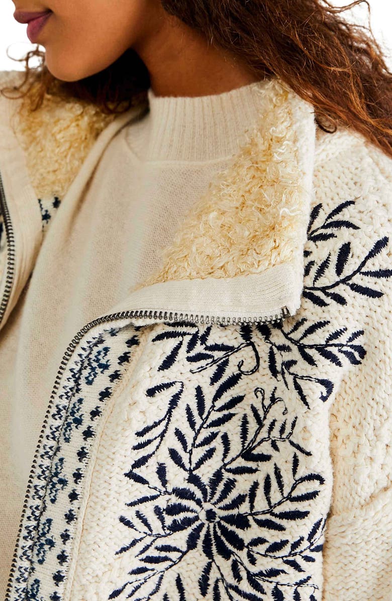 Free People True Embroidered Zip-Up Cardigan, Alternate, color,