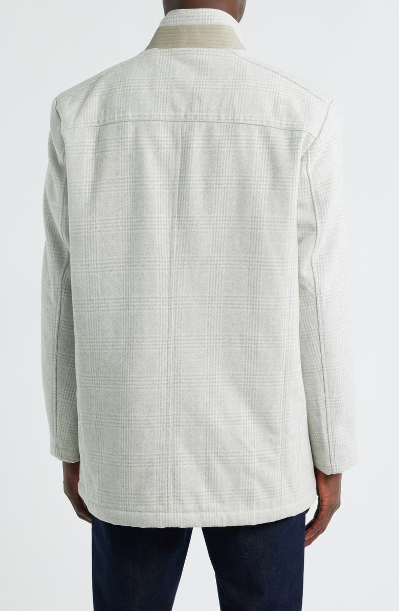 Johnston & Murphy Upton Check Bib Insert Wool Blend Car Coat, Alternate, color, Oyster Plaid