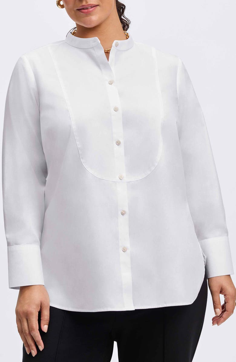 Foxcroft Kris Non-Iron Cotton Button-Up Shirt, Main, color, White