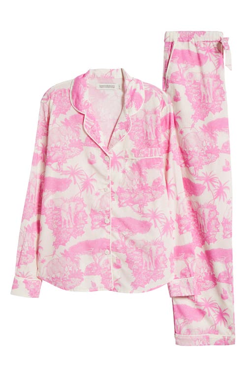 Desmond & Dempsey Long Pajama Set Pink In Loxodonta Pink