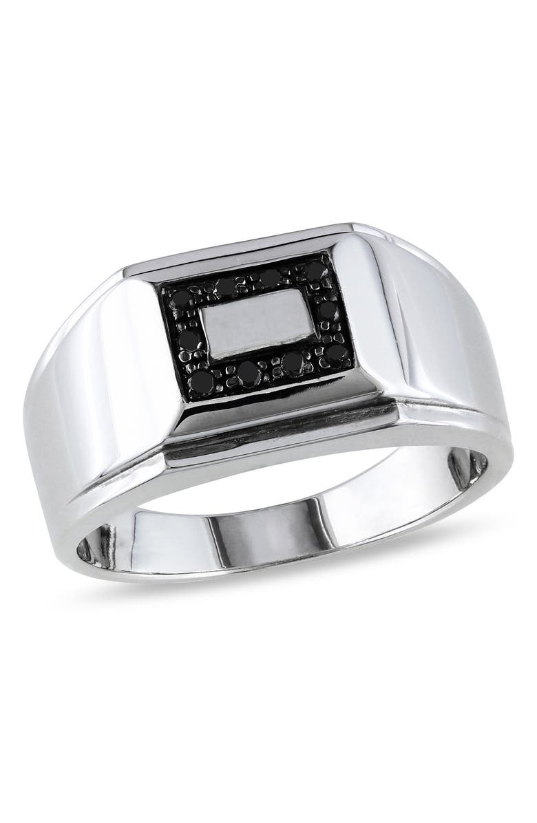 DELMAR Men's Sterling Silver Pavé Black Diamond Square Ring - 0.10 ctw., Main, color, Black