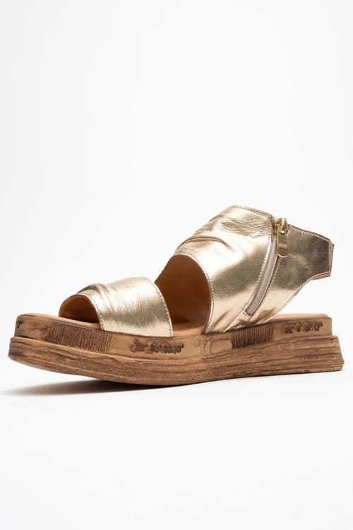Forever & Always Shoes Lunas Leather Side-zip Flat Heel Sandal In Gold