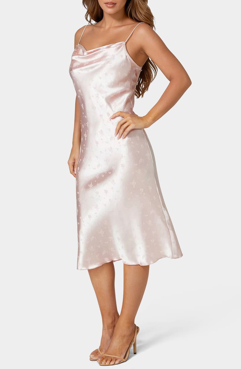 bebe Animal Print Satin Slipdress, Alternate, color, Blush