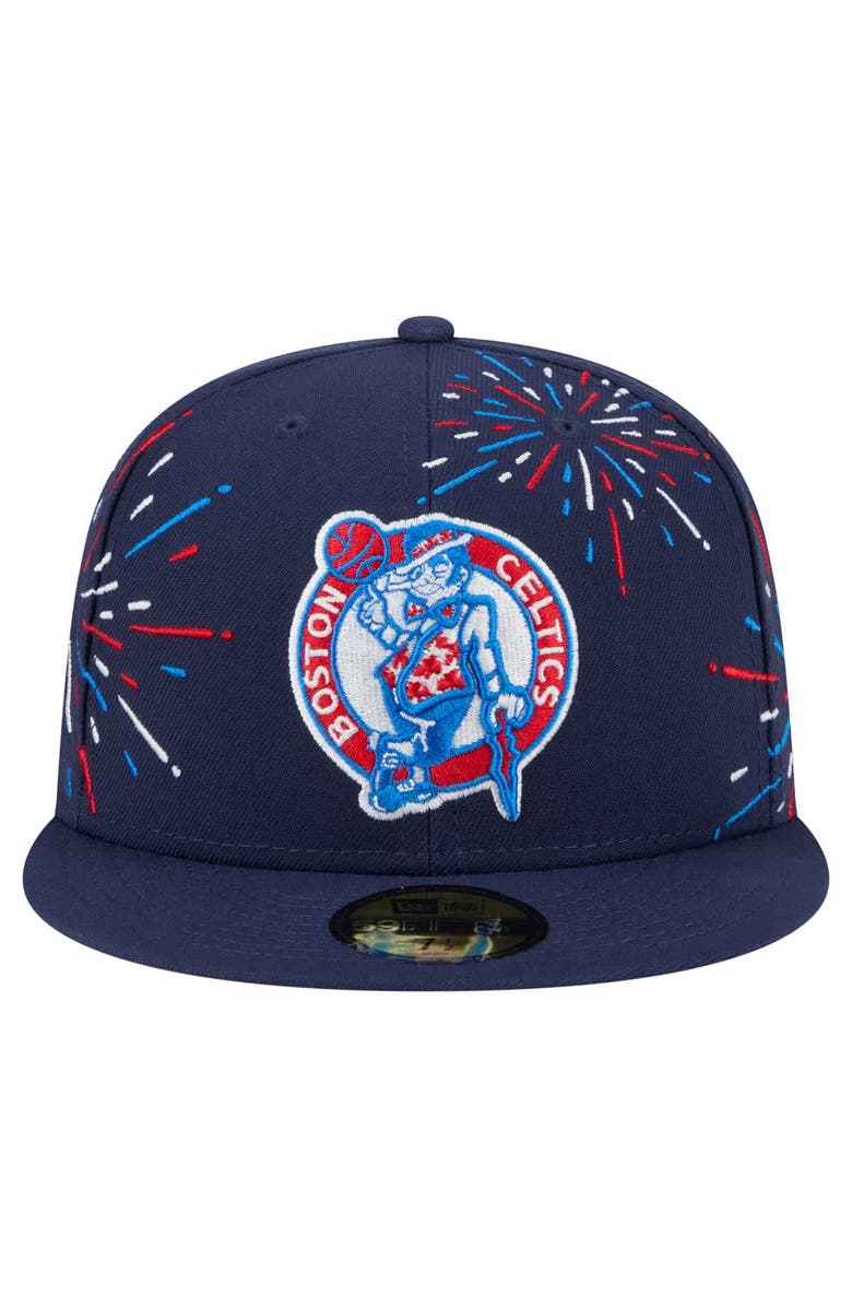 New Era Men's New Era Navy Boston Celtics Americana Fireworks 59FIFTY Fitted Hat, Alternate, color, Navy