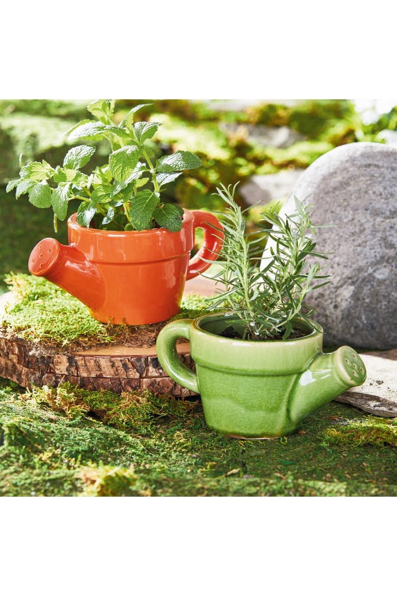 Watering Can Planter Green Green Stoneware Spring, Alternate, color, Green