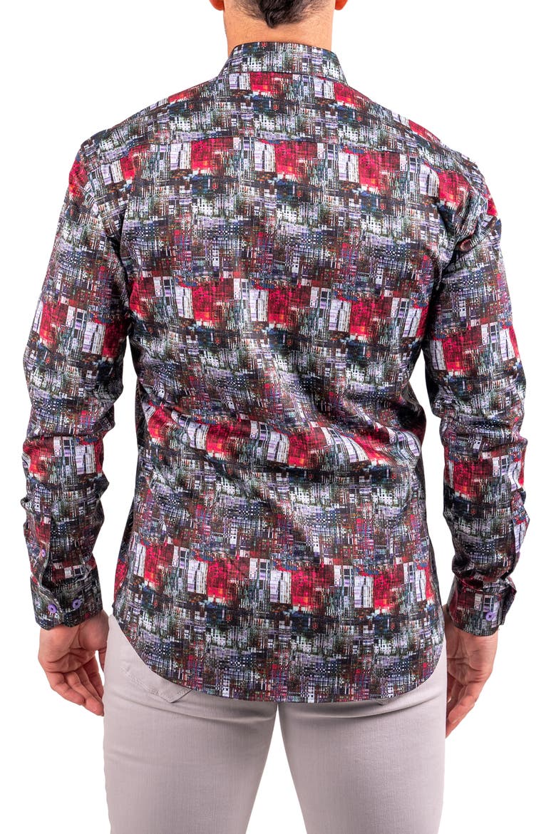 Fibonacci Resistance Black Contemporary Fit Cotton Button-Up Shirt, Alternate, color, BLACK
