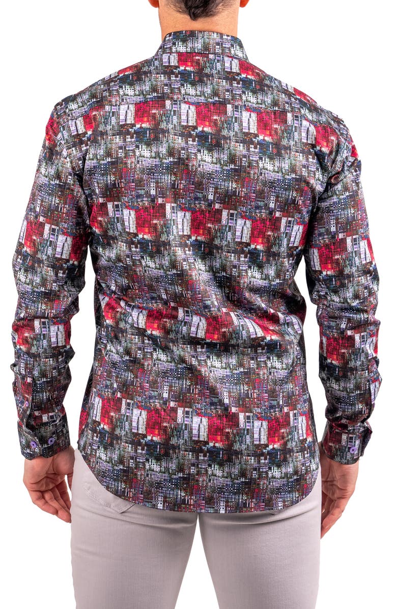 Maceoo Fibonacci Resistance Black Contemporary Fit Cotton Button-Up Shirt, Alternate, color, Black