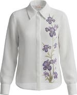 Coco de la Mour Floral Puff Sleeve Hidden Placket Blouse