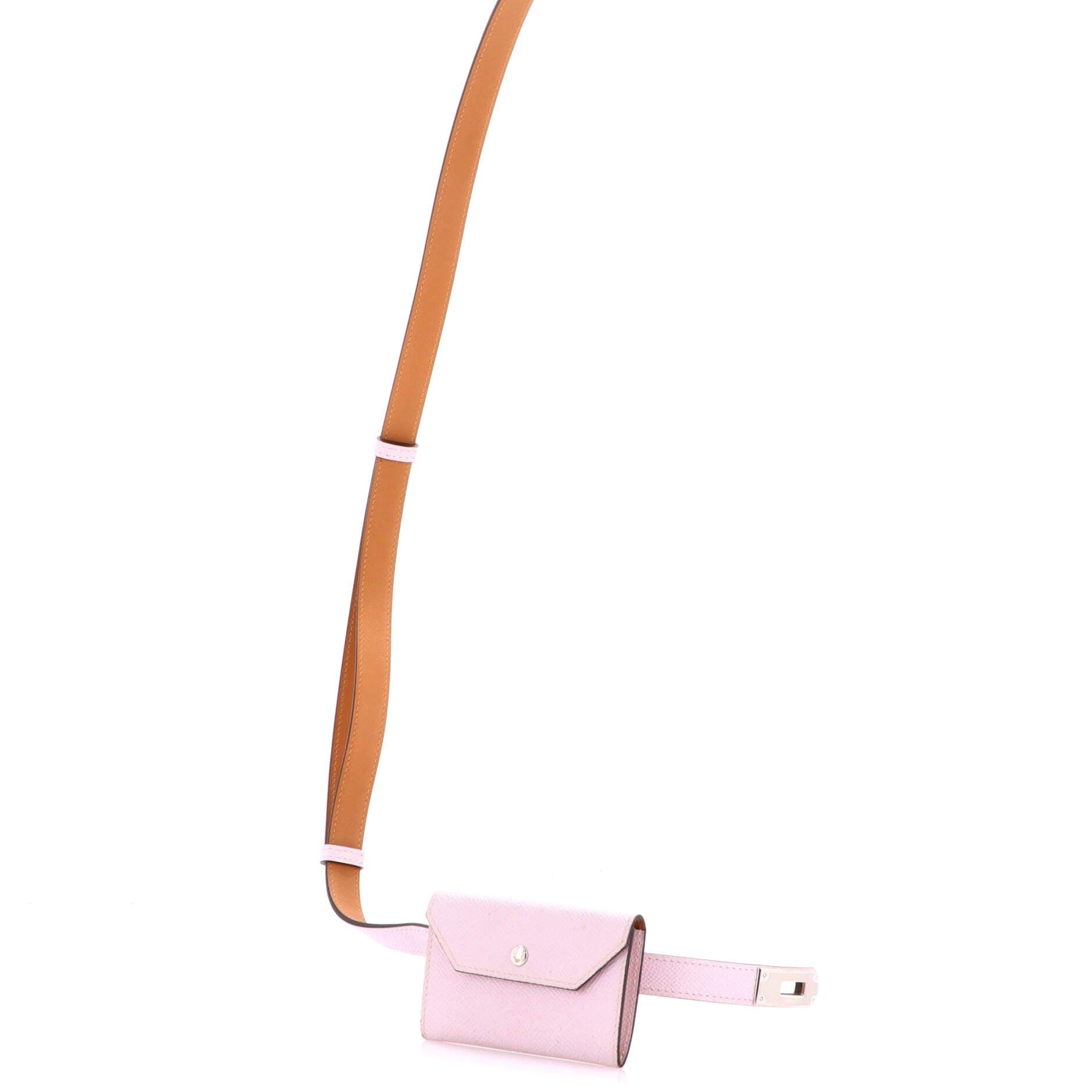 Pre-Owned Hermes Kelly Pocket Belt Leather Thin, Alternate, color, Mauve Pale