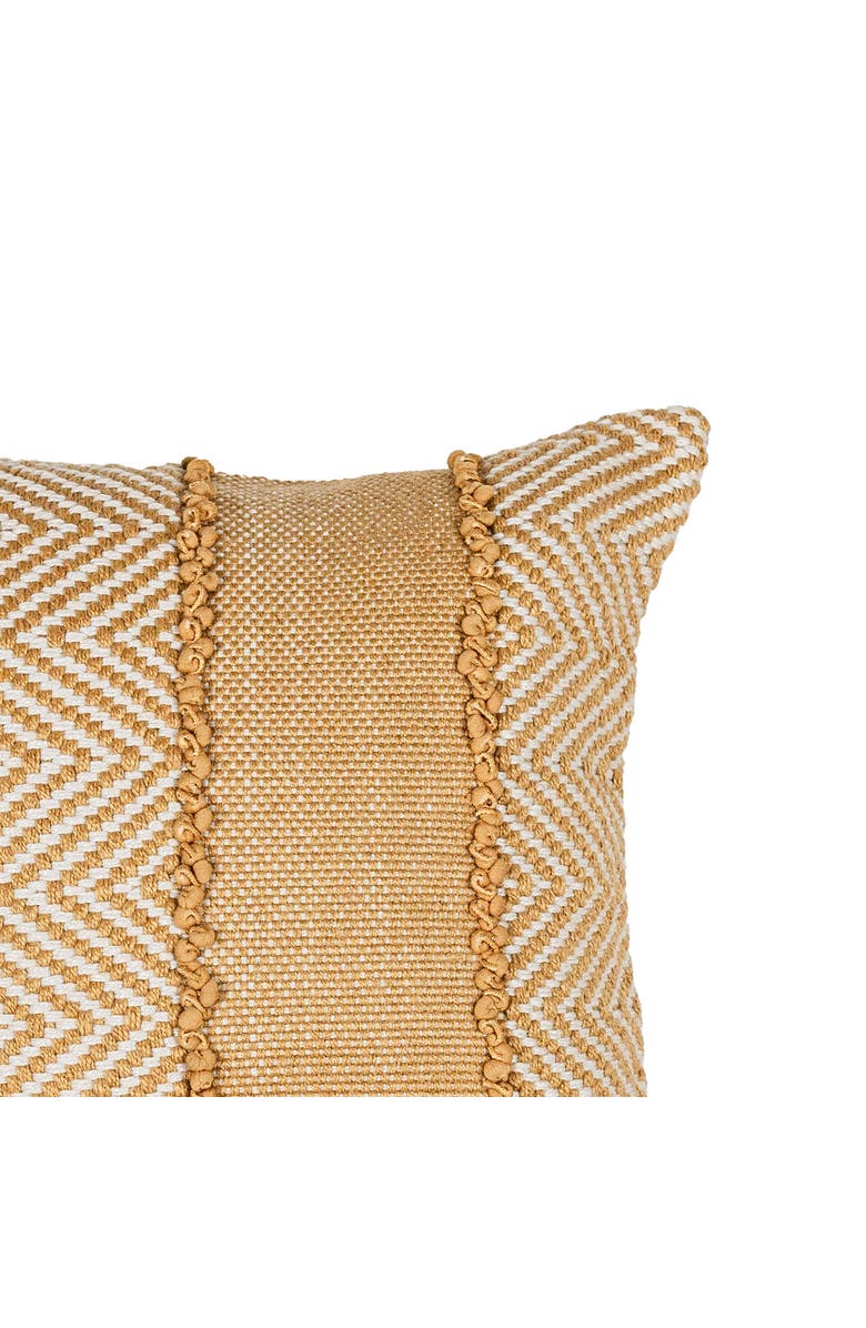 Foreside Home and Garden Waki Geometric Pattner Ochre Square Decorative Outdoor Accent Throw Pillow, 20" x 20", Alternate, color, Yellow