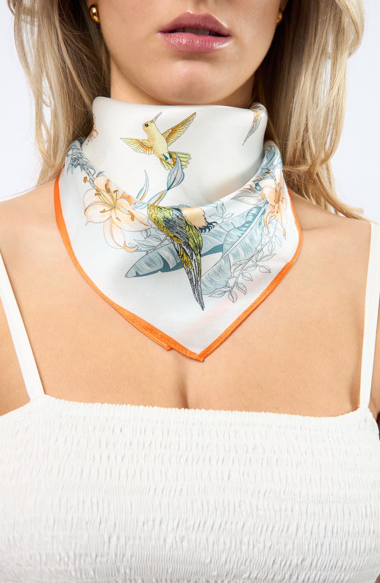 Viens Avec Moi Flower Garden Mini Silk Square Scarf, Alternate, color, 