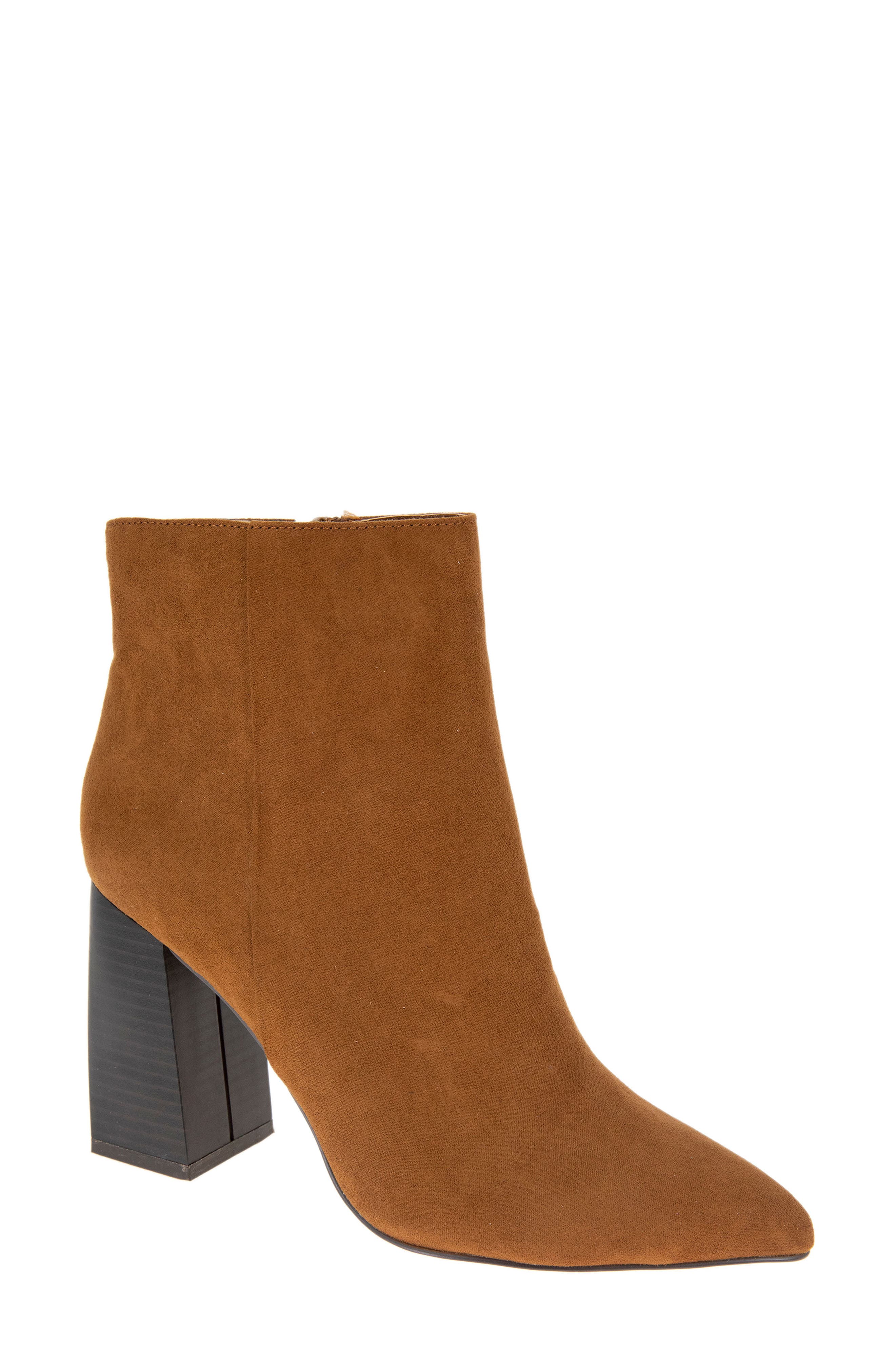 Briel Pointy Toe Bootie, Main, color, CAMEL MICROSUEDE