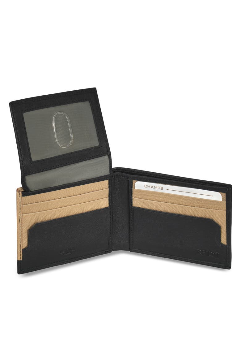 Iconic ID Flap Leather Bifold Wallet, Alternate, color, BLACK/ IVORY