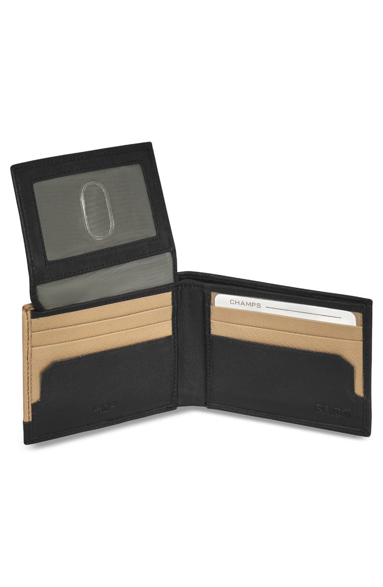 CHAMPS Iconic ID Flap Leather Bifold Wallet, Alternate, color, Black/ Ivory