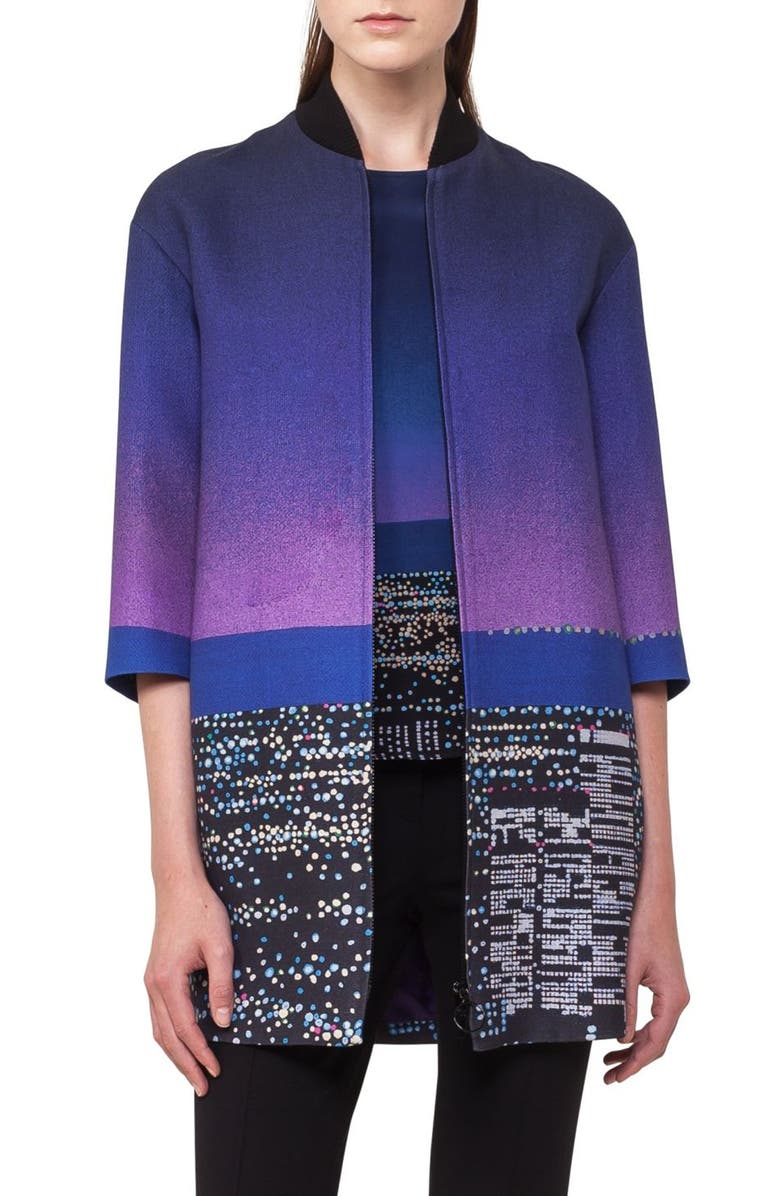 Akris punto Twilight City Print Long Bomber, Main, color,