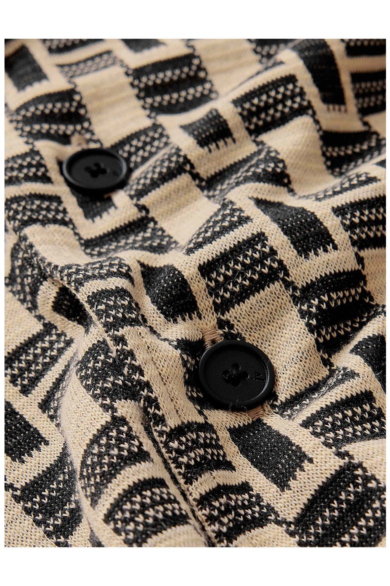 Geo Pattern Knit Camp Shirt, Alternate, color, LIGHT KHAKI