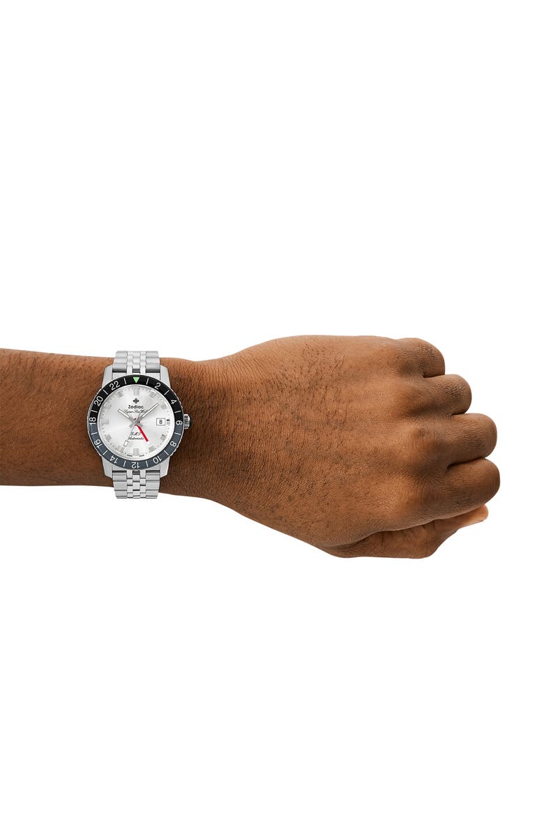 Zodiac GMT Automatic Stainless Steel Watch, 40mm, Alternate, color, 
