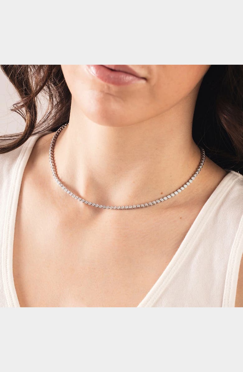 MADE BY MARY Poppy Cubic Zirconia Tennis Necklace, Alternate, color, Silver