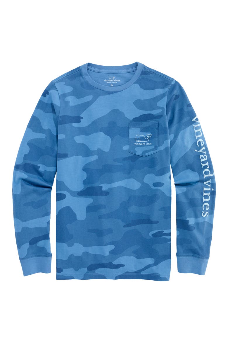 Kids' Fish Camo Vintage Whale Long Sleeve Pocket Graphic T-Shirt, Main, color, MOONSHINE CAMO