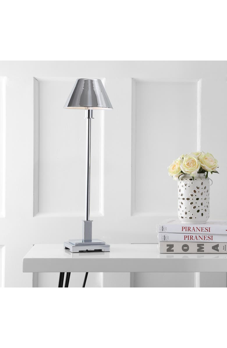JONATHAN Y Roxy 26" Metal Shade LED Table Lamp, Alternate, color, Chrome