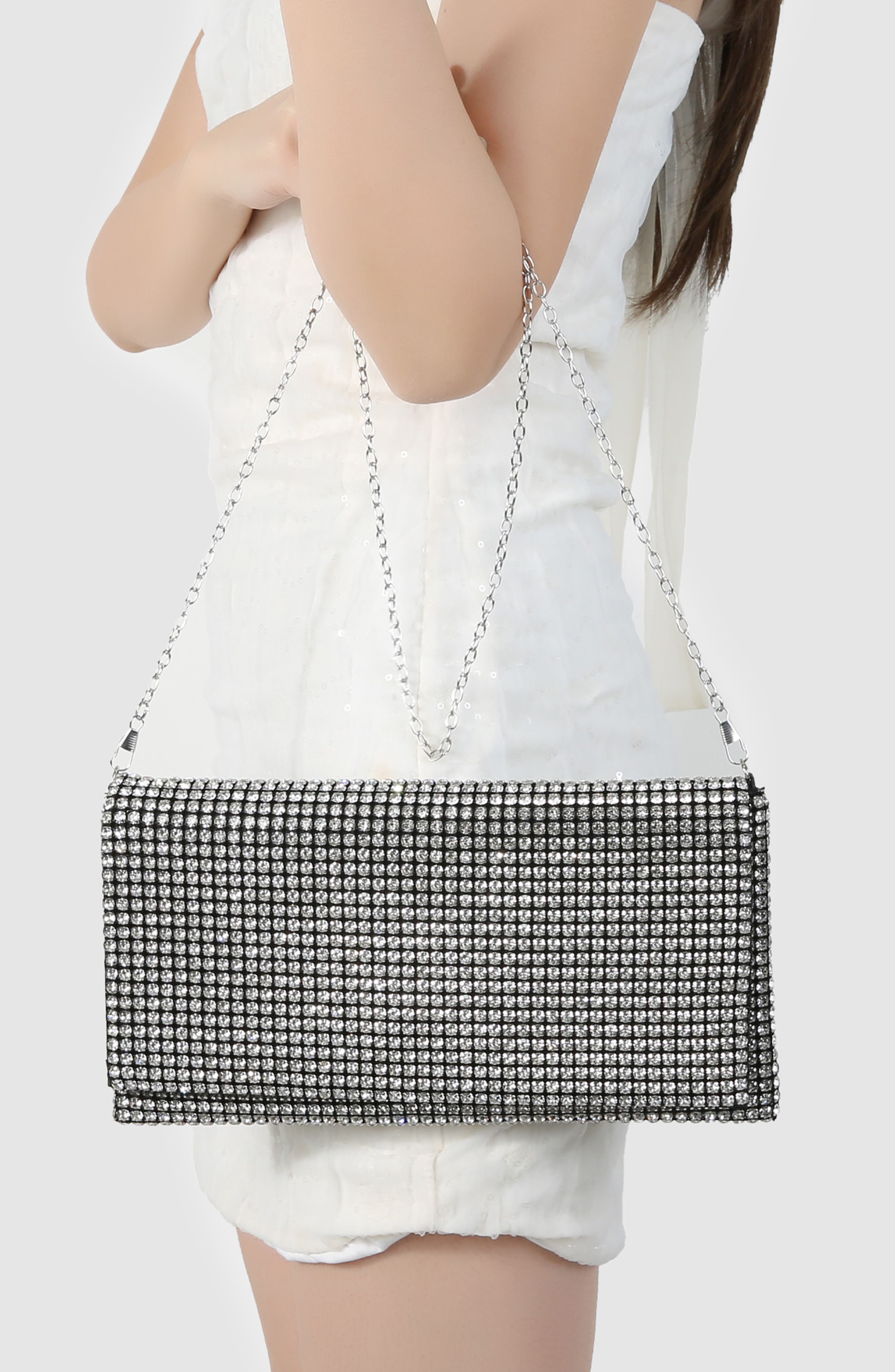 BERNESS Large Rhinestone Embellished Clutch, Alternate, color, Black