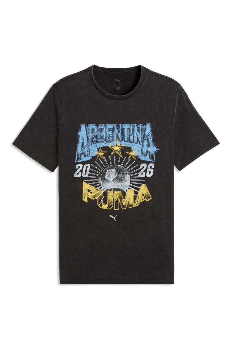 Fanpack '90s Bespoke Argentina Cotton Graphic T-Shirt, Alternate, color, PUMA BLACK/ TEAM LIGHT BLUE
