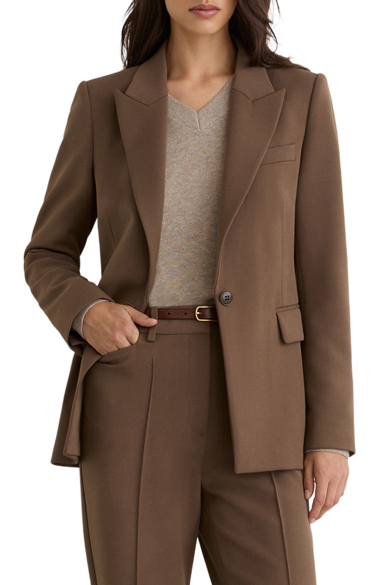 Gabi Peak Lapel Blazer, Main, color, MINK NEUTRAL
