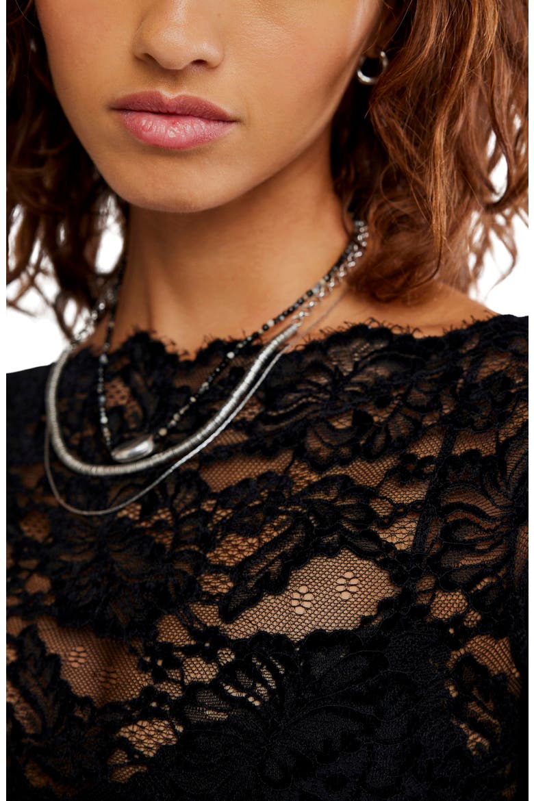 Intimately FP Raising Eyebrows Lace Top, Alternate, color, BLACK
