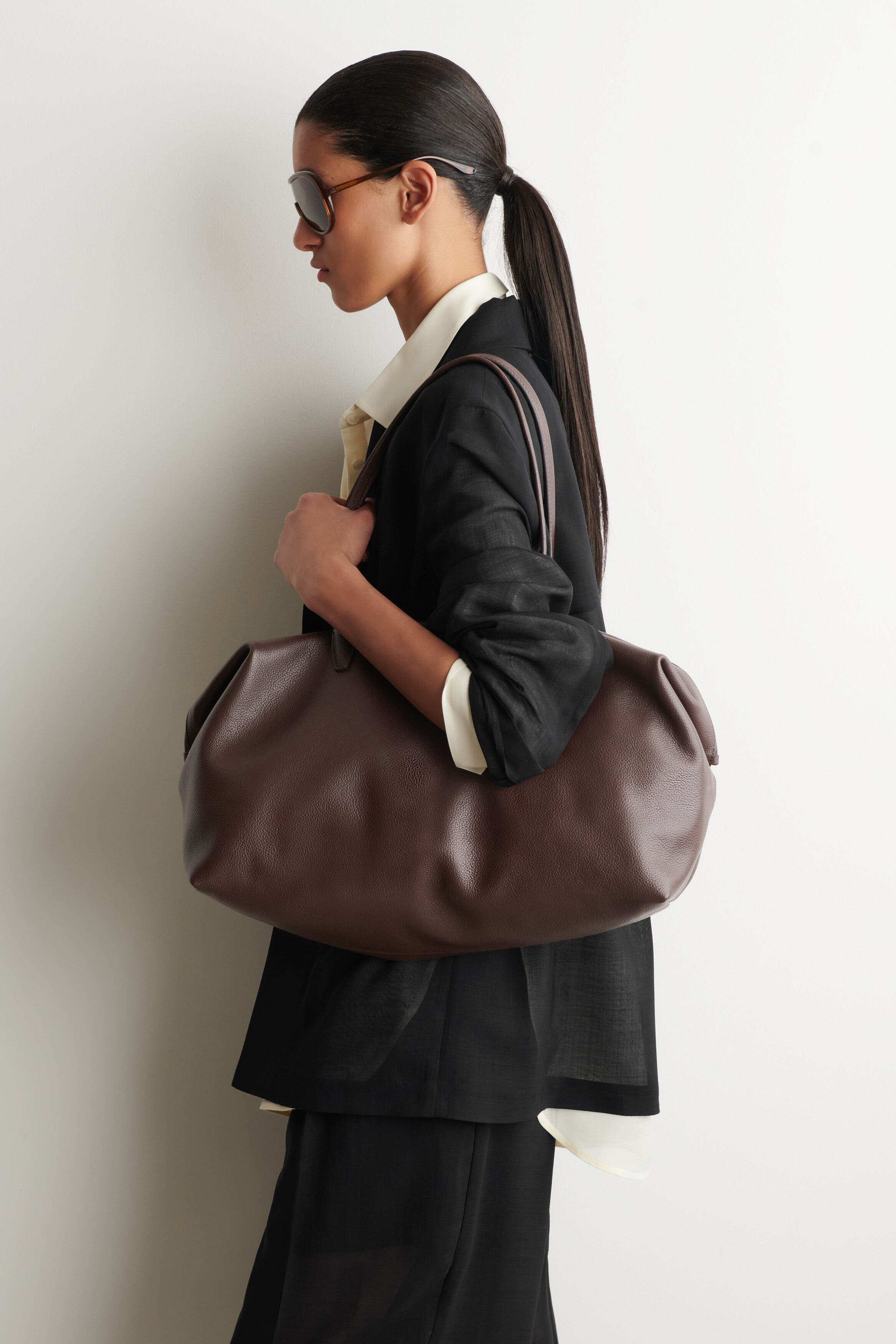 Frieze Bowling Bag - Leather, Alternate, color, BROWN