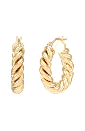 Frankie & Zoe 14k Yellow Gold Twisted Tube Hoop Earrings